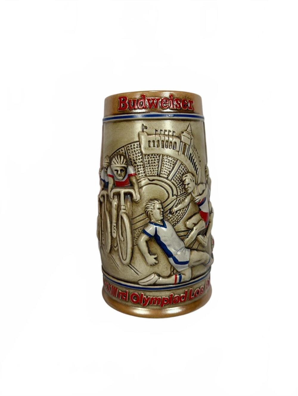 Vintage Budweiser 1984 Los Angeles Olympics Beer Stein Ceramarte Ceramic Sports